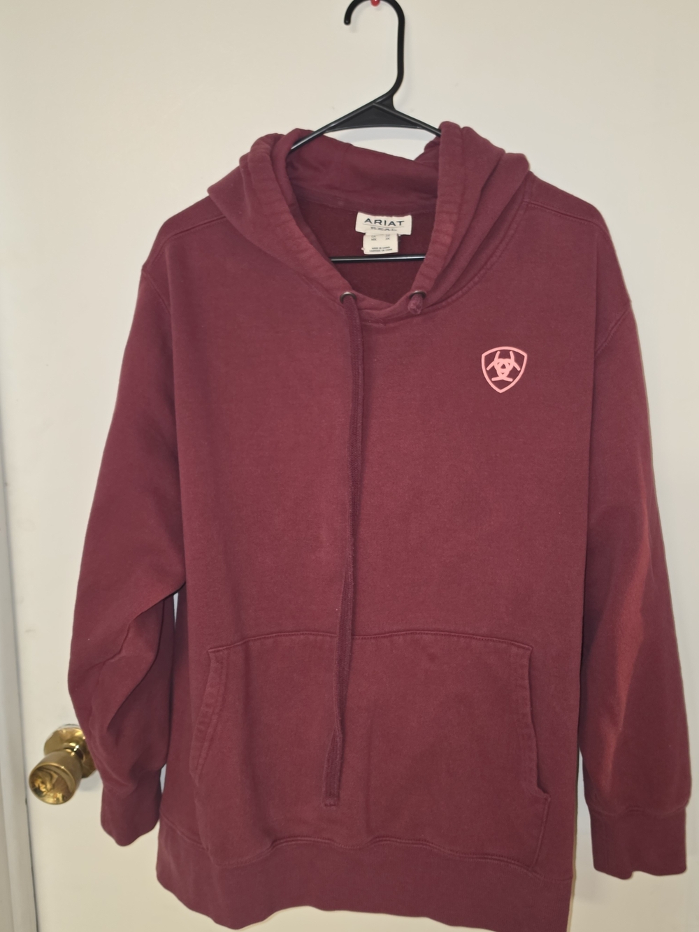 Ariat Maroon Crewneck Hoodie with Shield Logo